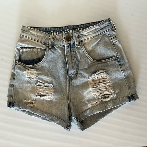 Cotton On Pants - Cotton On The Flashback Highrise Denim Distressed Jean Shorts size 4